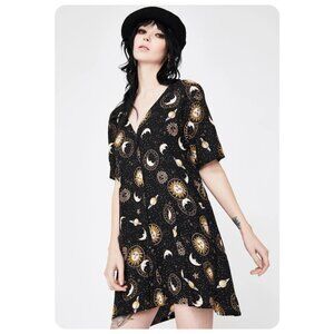 Motel Crosena Solar System Babydoll Dress sz M